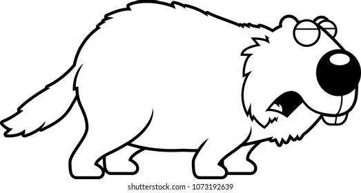 A cartoon illustration of a woodchuck howling.