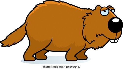 A cartoon illustration of a woodchuck looking sad.