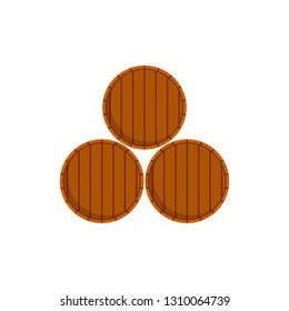 Cartoon illustration of wooden barrels isolated on white background
