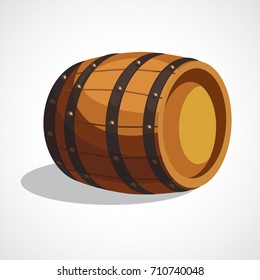 Cartoon illustration of wooden barrels on a white background