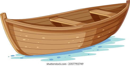 Dibujo de un barco de remo de madera navegando por el agua