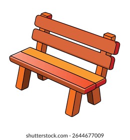 Ilustração de desenho animado de um banco de parque de madeira