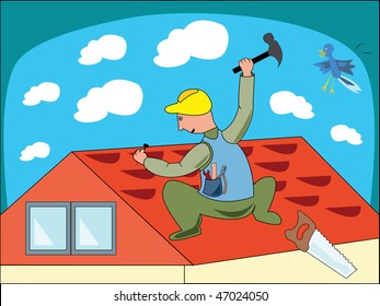 Cartoon illustration of a workman