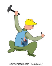 Cartoon illustration of a workman