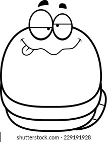 A cartoon illustration of a worm looking drunk.