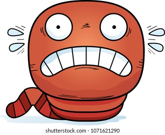 A cartoon illustration of a worm looking scared.