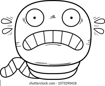 A cartoon illustration of a worm looking scared.