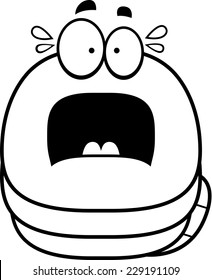 A cartoon illustration of a worm looking scared.