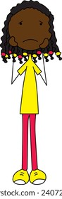 Cartoon illustration of a worried girl with hands on her face