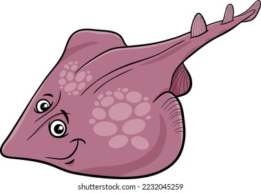 Cartoon illustration of xyster or guitarfish marine animal character