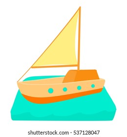 Cartoon illustration of yacht vector icon for web