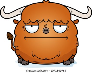 A cartoon illustration of a yak looking bored.