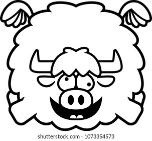 A cartoon illustration of a yak looking crazy.