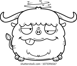 A cartoon illustration of a yak looking drunk.