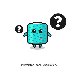 Cartoon Illustration of yarn spool with the question mark , cute style design for t shirt, sticker, logo element