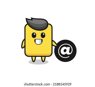 Cartoon Illustration of yellow card standing beside the At symbol , cute style design for t shirt, sticker, logo element