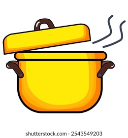 Ilustração em desenho animado de um pote de cozinha amarelo.