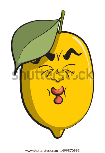 黄色い 酸っぱい顔をしたレモンの漫画のイラスト のベクター画像素材 ロイヤリティフリー
