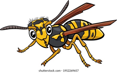 Cartoon illustration of yellowjacket or wasp insect animal character svg