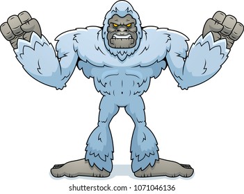 A cartoon illustration of a yeti looking angry.