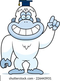 A cartoon illustration of a yeti in a professor cap.