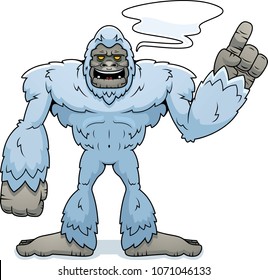 A cartoon illustration of a yeti talking.