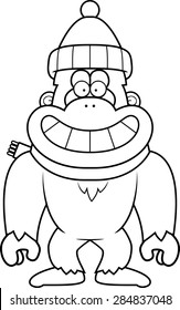 A cartoon illustration of a yeti wearing Winter clothes.
