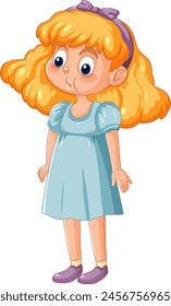 Cartoon illustration of a young girl looking surprised