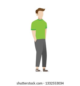 Cartoon illustration of a young man. A guy in casual clothes. Cartoon realistic people. Flat young people, Vector illustration in a flat style. Vector illustration