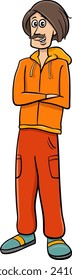Cartoon illustration of young man with a mustache comic character