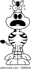 A cartoon illustration of a zebra looking scared.