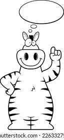 A cartoon illustration of a zebra thinking.