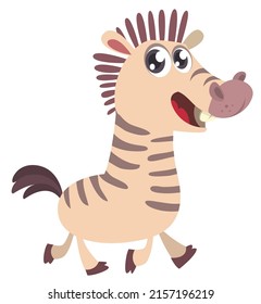 Cartoon illustration of zebra .Vector character illustration for children book.
