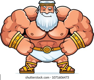 A cartoon illustration of Zeus looking confident.