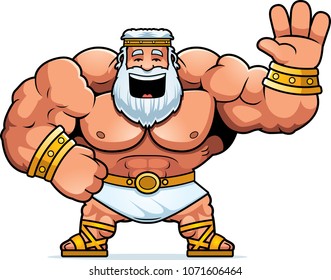 A cartoon illustration of Zeus waving.