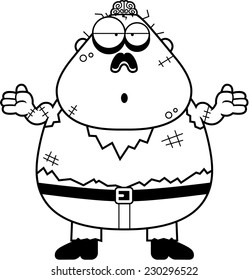 A cartoon illustration of a zombie looking confused.