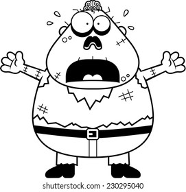 A cartoon illustration of a zombie looking scared.