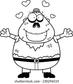 A cartoon illustration of a zombie ready to give a hug.