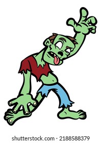 Cartoon illustration of Zombie walking for the food, best for mascot, logo, and sticker with halloween themes for kids