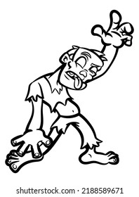Cartoon illustration of Zombie walking for the food, best for mascot, logo, and coloring book with halloween themes for kids