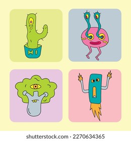 Cartoon illustrations can be use for stickers or any other media