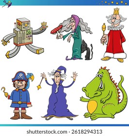 Cartoon illustrations of funny fantasy characters collection