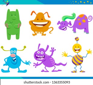 Cartoon Illustrations of Funny Monsters and Frights Fantasy Characters Collection