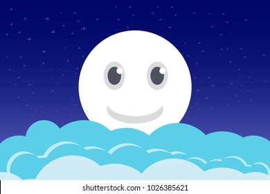 cartoon illustrations, moon sight seen from the clouds