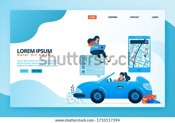 Cartoon illustrations for reading mobile\
navigation directions in maps apps. Find locations based on\
surveys, ratings and satisfaction levels. Vector design for landing\
page, web, mobile apps,\
poster