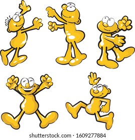 Cartoon illustrations set 001. Expressive men in various attitudes. Illustrations in cartoon style. Images isolated on white background. Set of vector images in EPS 10.