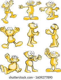 Cartoon illustrations set 002. Expressive men in various attitudes. Illustrations in cartoon style. Images isolated on white background. Set of vector images in EPS 10.
