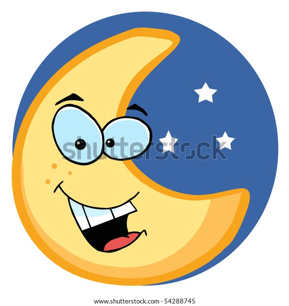 Cartoon Illustrations Smiling Moon Stock Vector Royalty Free