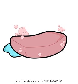 cartoon illustrator design of pink bath soap and foam