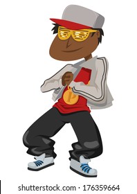 cartoon image of a afro american rapper